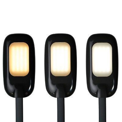Adjustable Black LED Floor Lamp with USB Charging and Tablet Stand