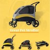 Large Heavy Duty Dog Stroller Folding Pet Stroller 4-Wheel Pet Travel Carrier Double Door Pet Trolley Skylight Cart with Rainproof Cover - 3 of 4