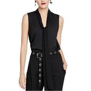 Rachel Roy Womens Tie Neck Pullover Blouse, Black, X-Large - 1 of 1