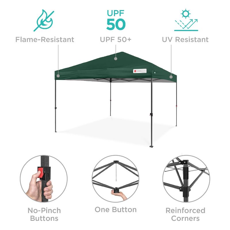Best Choice Products 12x12ft Easy Setup Pop Up Canopy w/ 1-Button Setup, Wheeled Case, 4 Weight Bags, 4 of 9