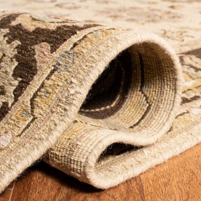Sumak Ivory and Brown Wool 4' x 6' Handmade Area Rug