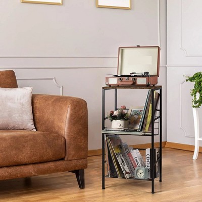 HDZNVF 30.9 in H Media Shelves, 3 Tier Record Player Stand
