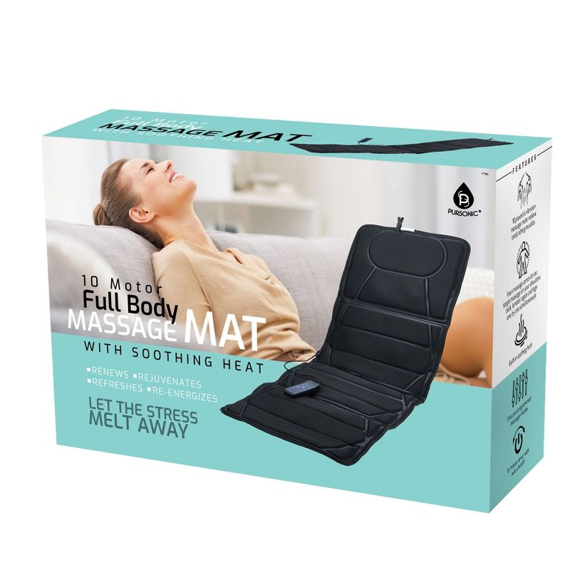 Pursonic Luxury Massage Mat with Soothing Heat - 10 Powerful Motors Vibrating Massage Mattress Pad with Dual Heating Pads for Ultimate Back Relief, 2 of 6