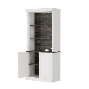 Freestanding storage cabinet with LED lighting, featuring two doors and adjustable shelves, ideal for dining rooms and living rooms. - 1 of 4