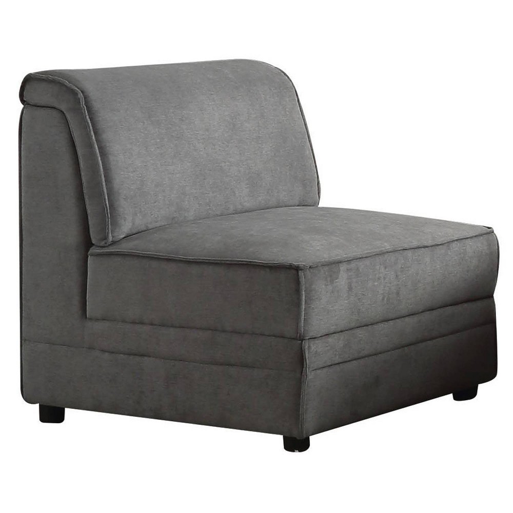 UPC 192551001329 product image for Bois Reversible Armless Chair Velvet Gray - Benzara | upcitemdb.com