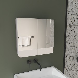 ChicFurnit Bathroom Storage Cabinet Luv Mirror Medicine Cabinet with Interior Shelves for Modern Bathroom Organization, White, 22.44"*21.65"*4.72" - 1 of 4