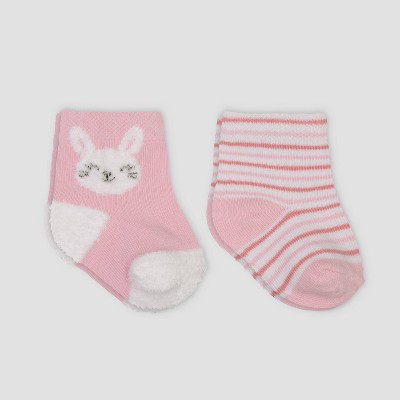Baby Girls' 2pk Bunny Crew Socks - Just One You® made by carter's 6-12M