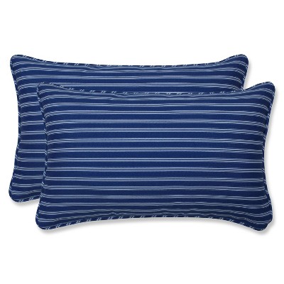 2pk Resort Stripe Rectangular Throw Pillows Blue - Pillow Perfect