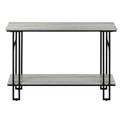 Gray and Black Metal Rectangular Console Table with Storage