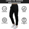 Women's Loose Fit  Fleece-Lined Open Bottom Sweatpants -3 Pack - 3 of 4