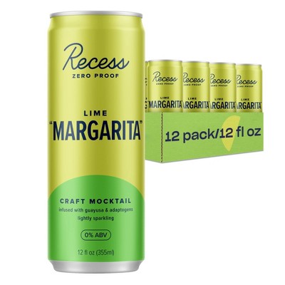 Recess Zero Proof Craft Mocktails, Alcohol Free Drinks, Lime "Margarita" - 12 Fl Oz Can (Pack of 12)