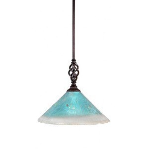Toltec Lighting Elegante 1 - Light Pendant in  Dark Granite with 12" Teal Crystal Shade - 1 of 1
