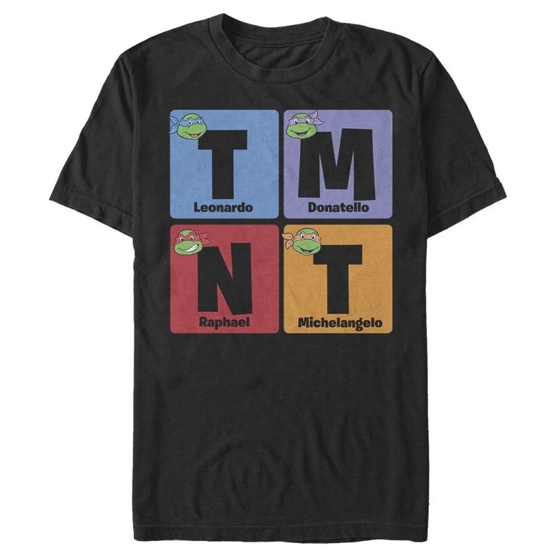Men's Teenage Mutant Ninja Turtles Scrabble Name Piece T-Shirt, 1 of 5
