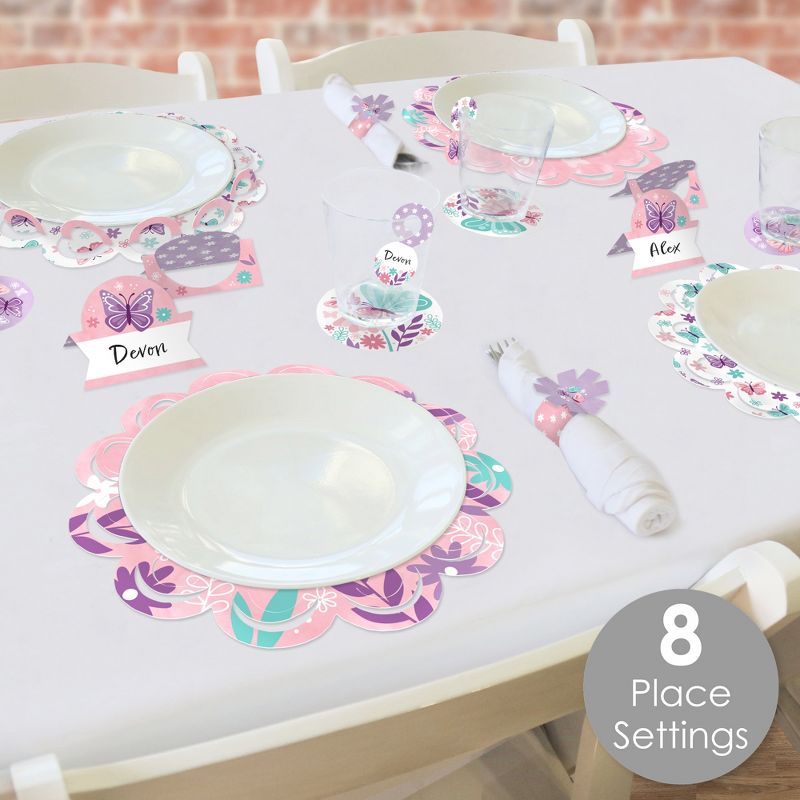 Big Dot of Happiness Beautiful Butterfly Floral Baby Shower or Birthday Party Paper Charger and Table Decorations Chargerific Kit Place Setting for 8, 2 of 9