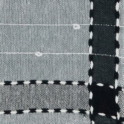 Black and White Cotton Acrylic Banded Border Tassel Throw Blanket