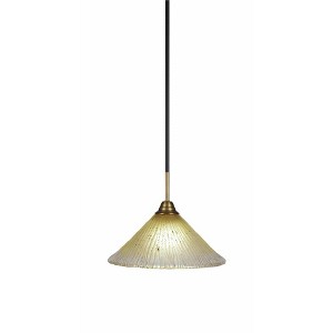 Toltec Lighting Paramount 1 - Light Pendant in  Matte Black/Brass with 12" Amber Crystal Shade - 1 of 1