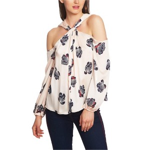 1.STATE Womens Floral Twist Neck Cold Shoulder Blouse - 1 of 1
