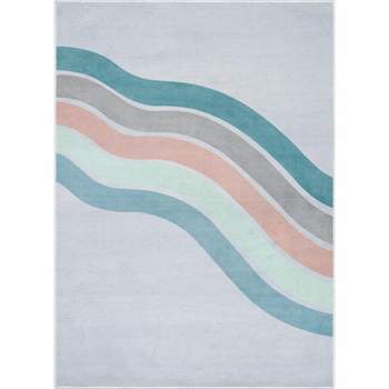 Well Woven Curved Rainbow Pastel Apollo Kids Collection Area Rug