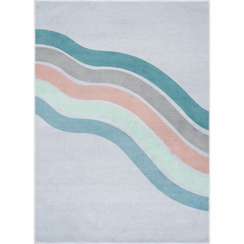 Well Woven Curved Rainbow Pastel Apollo Kids Collection Area Rug, 1 of 10