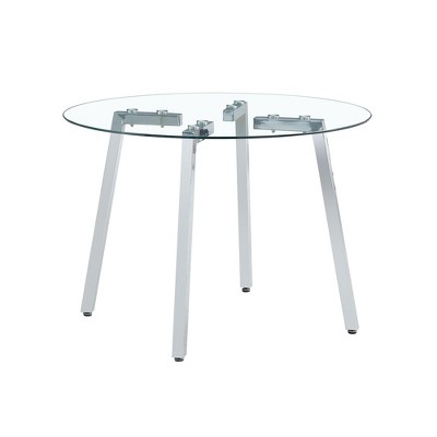 NicBex Round Dining Table,Modern Kitchen Table with Tempered Glass Tabletop and Metal Legs