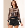 INSPIRE CHIC Women's Sequin Long Sleeve Glitter Shiny Party Bomber Jacket - 2 of 4