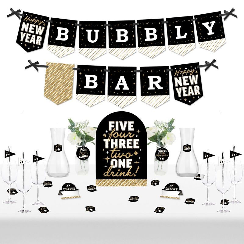 Big Dot of Happiness Hello New Year - DIY NYE Party Bubbly Bar Signs - Drink Bar Decorations Kit - 50 Pieces, 1 of 9