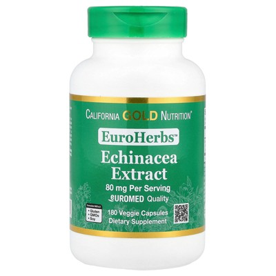California Gold Nutrition EuroHerbs™, Echinacea Herb Extract, Euromed Quality, 80 mg, 180 Veggie Capsules