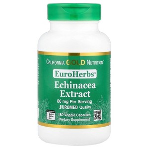 California Gold Nutrition EuroHerbs™, Echinacea Herb Extract, Euromed Quality, 80 mg, 180 Veggie Capsules - 1 of 4