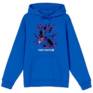 Street Fighter VI Juri Round Frame Long Sleeve Royal Blue Adult Hooded Sweatshirt - 1 of 2