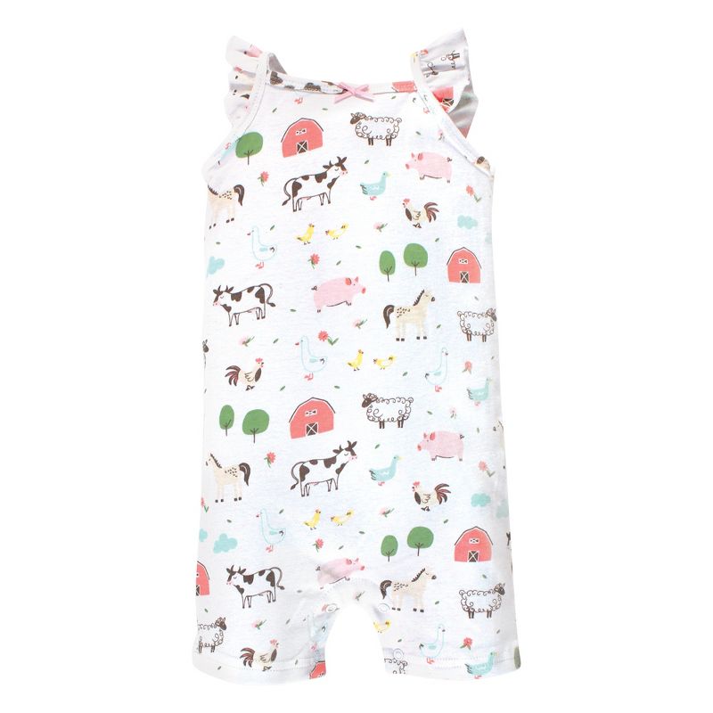 Hudson Baby Infant Girl Cotton Rompers, Girl Farm Animals, 5 of 7