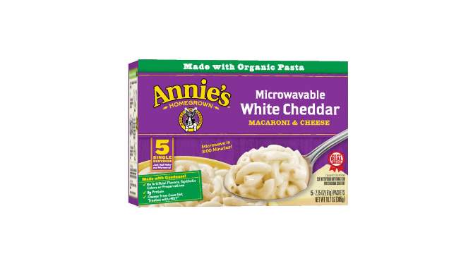 Annie&#39;s Microwavable White Cheddar Macaroni &#38; Cheese Packets - 10.7oz/5pk, 2 of 12, play video