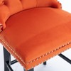 INFURNIC Counter and Bar Stools Velvet Tufted Barstools with Nailhead Trim and Wooden Legs for Dining Room, Orange, 23.6"*19.5"*40.7" - 3 of 4