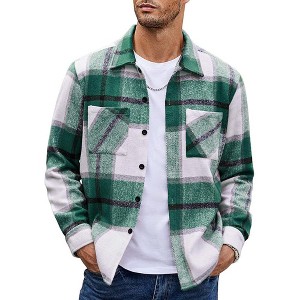 COOFANDY Men's Flannel Shirts Casual Button Down Plaid Shirt Jacket Long Sleeve Fleece Shacket with Pockets - 1 of 4
