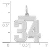 Black Bow Jewelry 14k White Gold, Jersey Collection, Medium Number 34 Pendant - 3 of 4