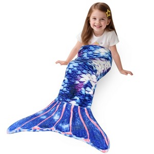 Catalonia Kids Flannel Blanket Mermaid Tail, Ultra Soft Plush Sleeping Bag Snuggle Blanket for Girl Toddlers, Cozy Gift - 1 of 4