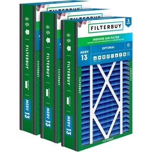 Filterbuy 16x25x3 Air Filter (3-Pack), Pleated MERV 13 Health Defense Replacement HVAC AC Furnace Filters for Trion  Bear, Lennox X0581, & More - 1 of 4
