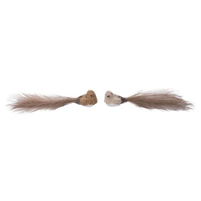 Transpac Sisal Thread Brown Long Tail Bird Clips Decorative Objects Bird Figurines Foam Christmas Brown Tabletop Indoor Use  Spot or Wipe Clean