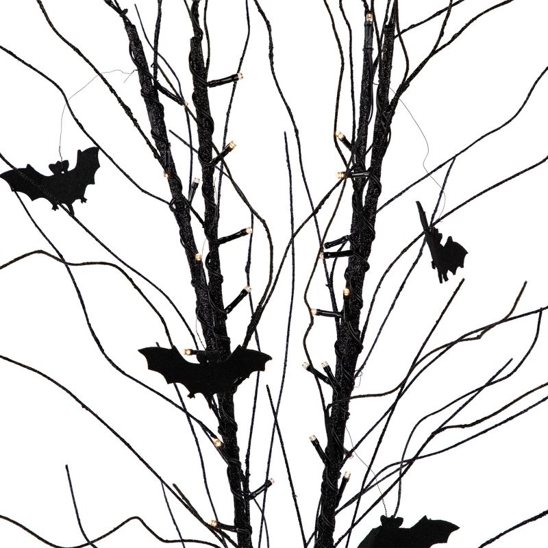 Northlight 50" LED Lighted Black Halloween Branch Tree with Bats, Warm White Lights, 4 of 7