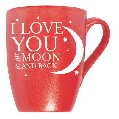 Elanze Designs Love You To The Moon And Back Crimson Red 10 ounce New Bone China Coffee Cup Mug