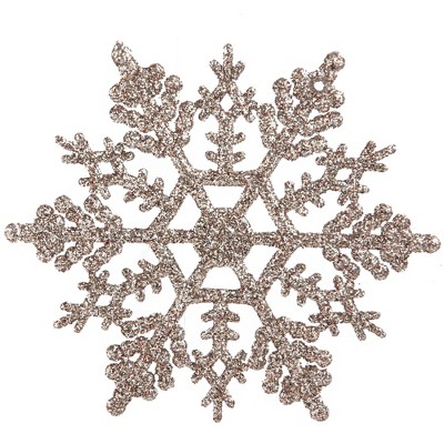 Northlight 24ct Shimmering Champagne Glitter Snowflake Christmas Ornament Set 3.75" - Silver