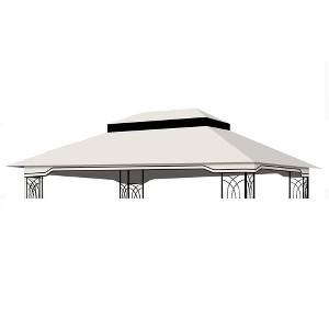 Gulches 10x12 Ft Outdoor Patio Gazebo Replacement Canopy - Double Tiered Tent Roof Cover Only (Frame Not Included),  Beige+White - 1 of 4