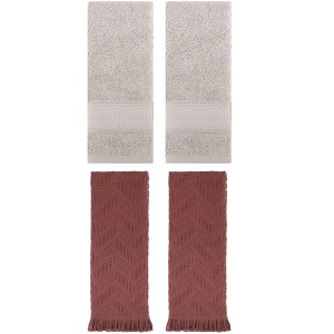 REGALWOVEN 4 Pcs Bathroom Decorative Cotton Soft Absorbent Sold Striped Hand Towel - 1 of 4