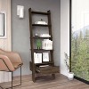 TOAOTBNBO 5 Tier Open Storage Bookcase with One Drawer, Tall Narrow Bookshelves for Home Office, Modern Leaning-Ladder Book Shelf, Brown - 4 of 4