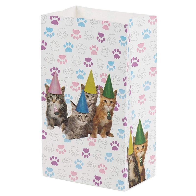 Cat Party Favor Bags - 36-Pack Cat Birthday Pet Party Supplies, Small Paper Gift Bags for Goodies, Cats and Paws Design, 5.1 x 8.7 x 3.2 inches, 4 of 5