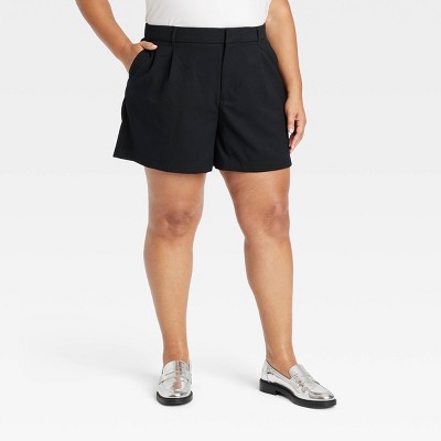 Women's Mid-Rise Trouser Shorts - Ava & Viv™ Black 18