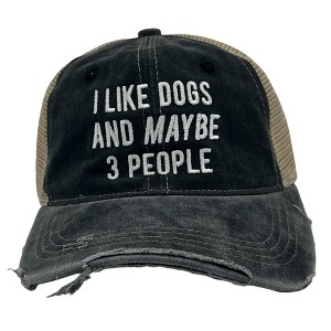 I Like Dogs And Maybe 3 People Hat Funny Anti Social Pet Puppy Animal Lover Trucker Cap - Crazy Dog - 1 of 4