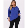 Agnes Orinda Women's Plus Size Tie Tassel V Neck Hollow Bowknot Long Sleeve Casual Blouses - 2 of 4