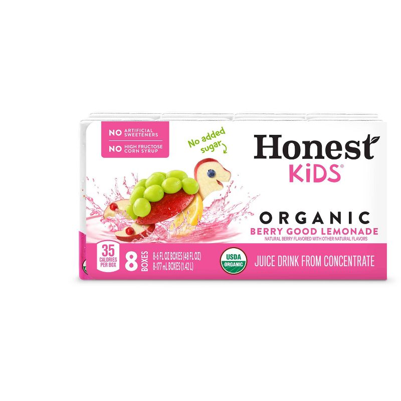 Honest Kids Organic Berry Lemonade Juice Drink - 8pk/6 fl oz Boxes, 1 of 3