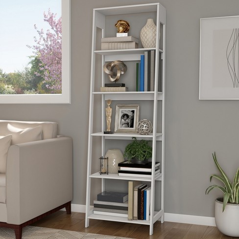 Hastings Home 5 tier Freestanding Leaning Ladder Bookshelf Wooden White Target