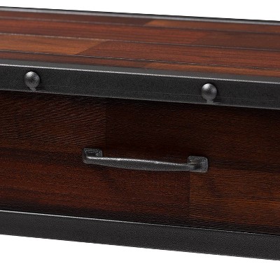 Vintage Industrial Walnut-Finished Wood & Metal Dining Server